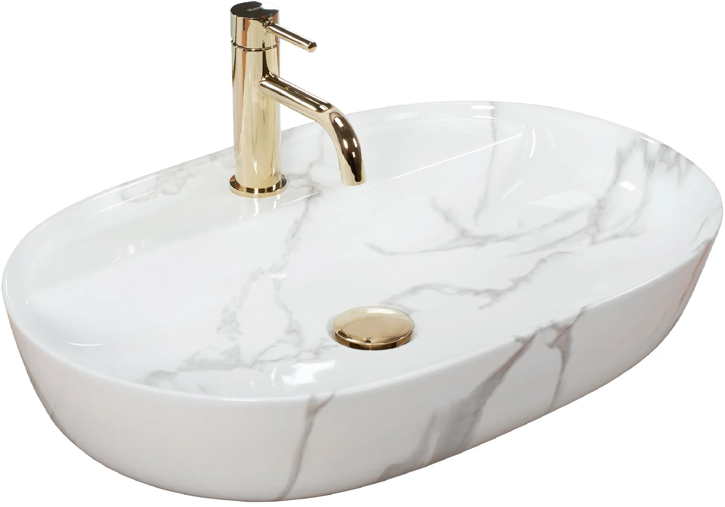 Rea Aura mosdótál 60.5x40.5 cm ovális mosdótálak szürke/kő REA-U8003