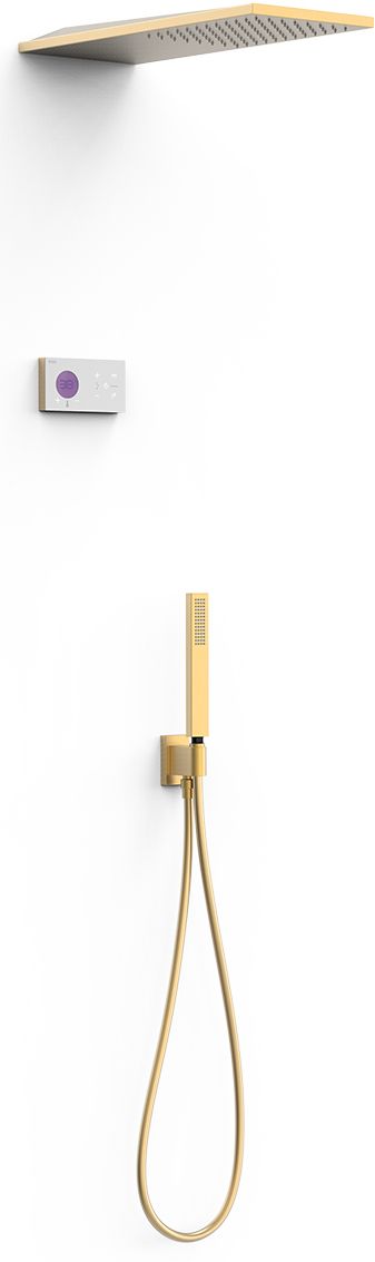 Tres Shower Technology zuhany készlet beépített termosztáttal trópusi zuhany opcióval fehér-arany 09286551OM