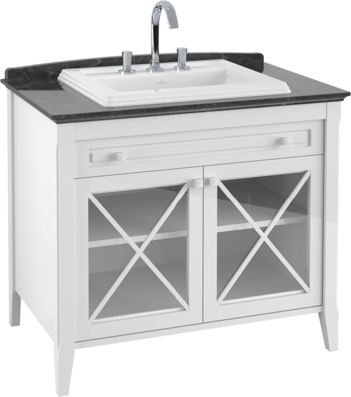 Villeroy & Boch Hommage szekrény 98.5x62x90.5 cm álló, mosdó alatti fehér-fekete 8980A1R1