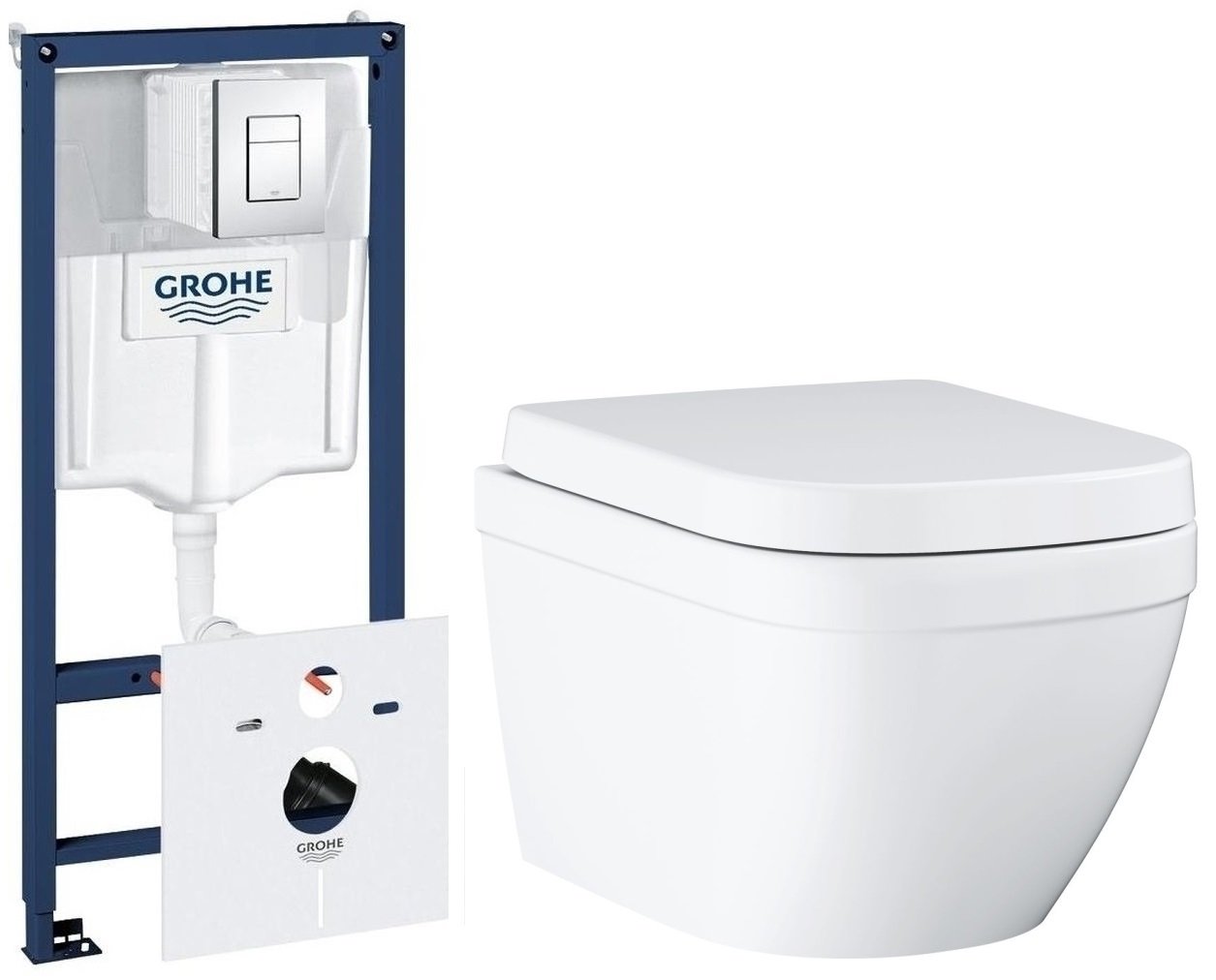 Készlet WC csésze Grohe Euro Ceramic 39554000, beépíthető keret Grohe Rapid SL 38827000