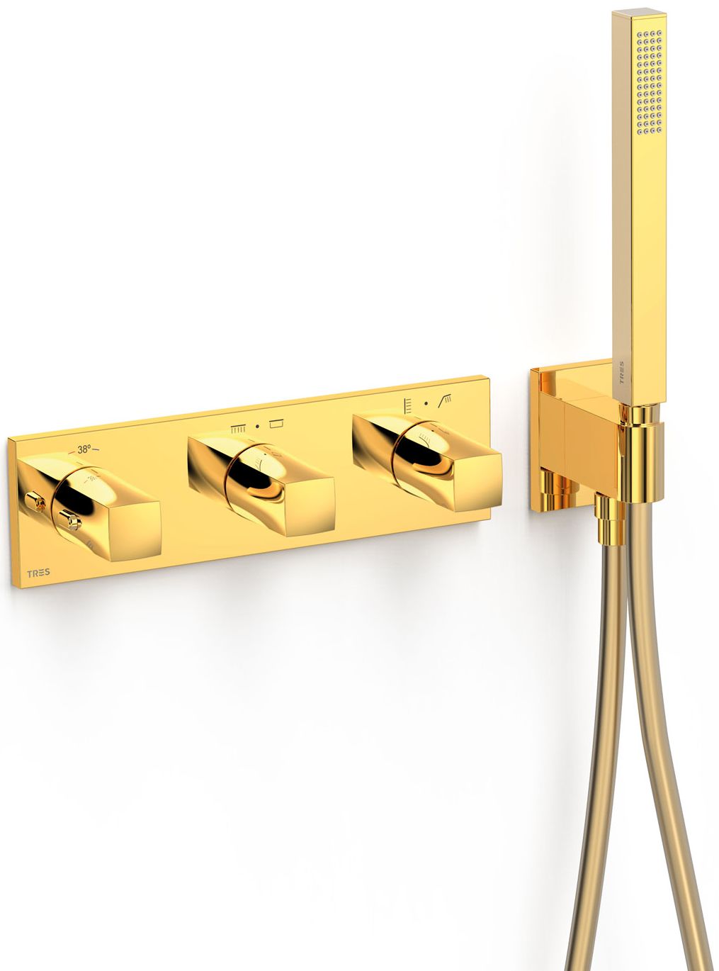 Tres B-System kád és zuhany csaptelep süllyesztett z termosztáttal arany 30725401OR