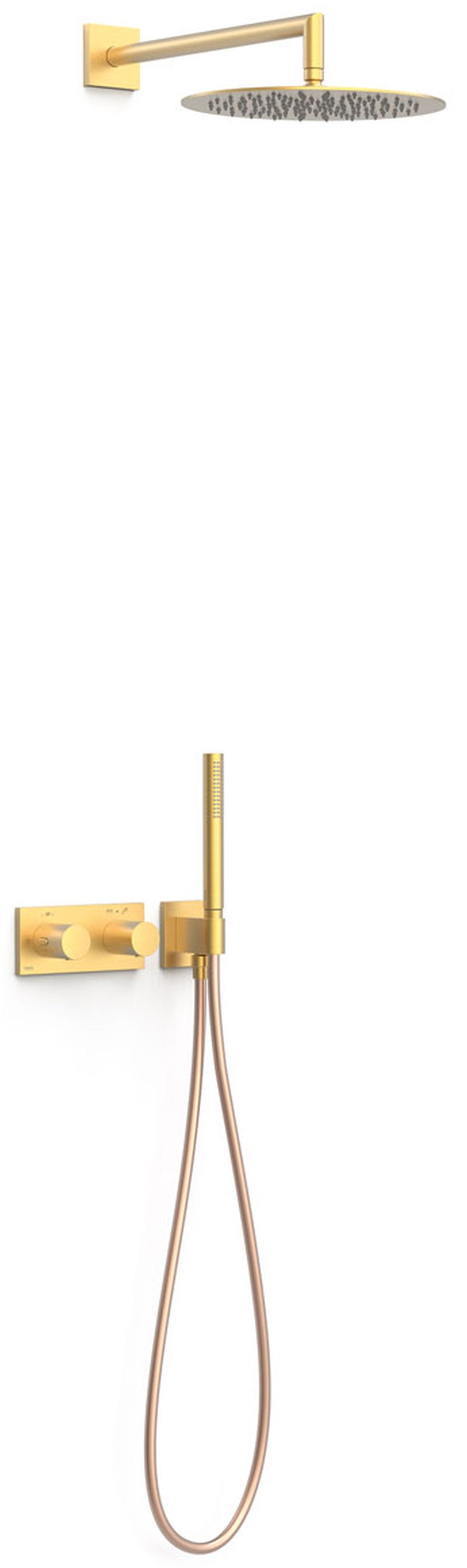 Tres B-System zuhany készlet beépített termosztáttal trópusi zuhany opcióval arany 30735204OM