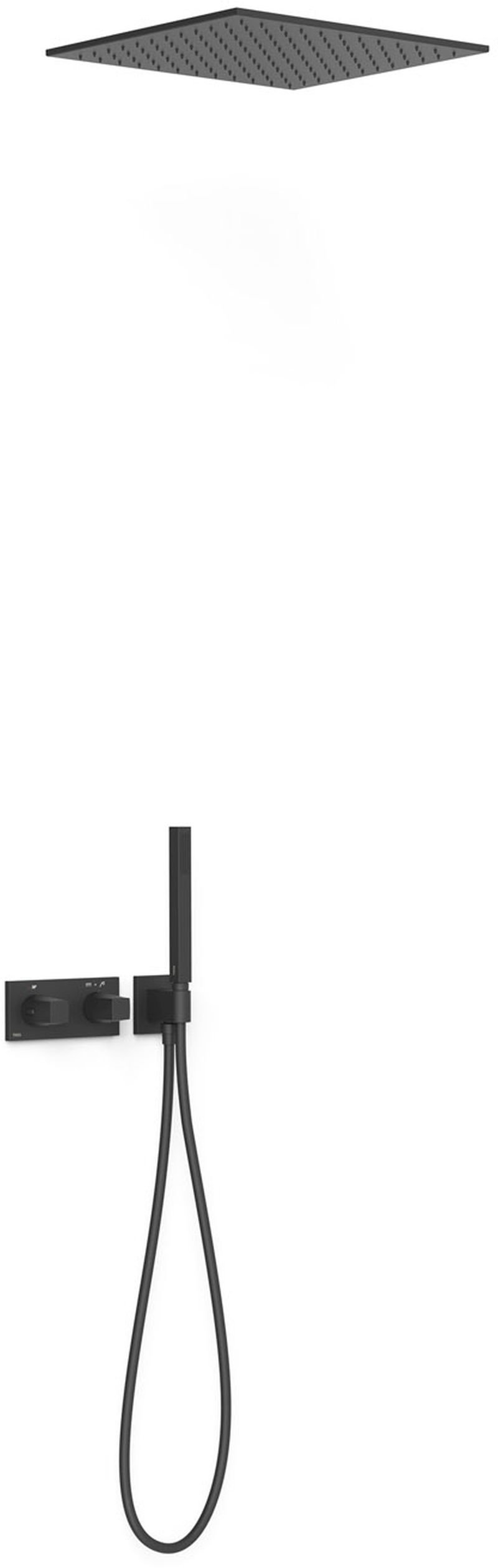 Tres B-System zuhany készlet beépített termosztáttal trópusi zuhany opcióval fekete 30725206NM