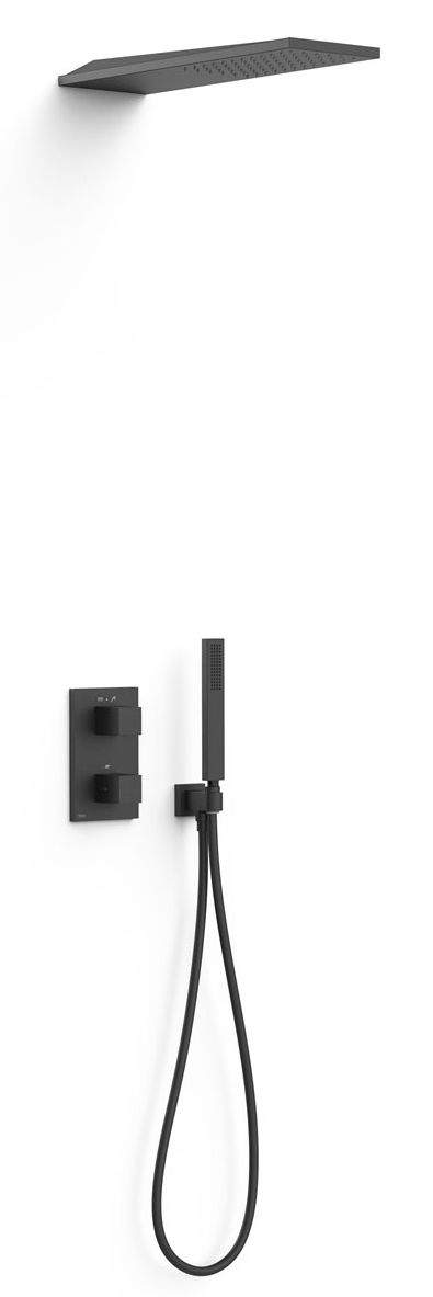 Tres Therm-Box zuhany készlet beépített termosztáttal trópusi zuhany opcióval fekete 20225055NM