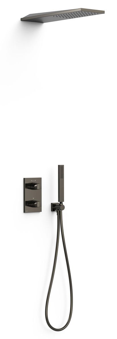 Tres Therm-Box zuhany készlet beépített termosztáttal trópusi zuhany opcióval fekete 21125005KM