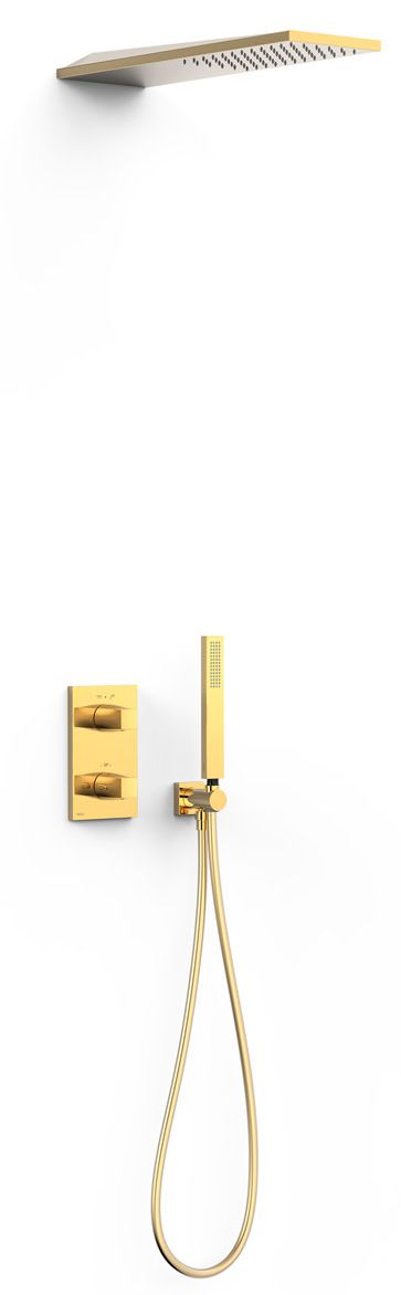 Tres Therm-Box zuhany készlet beépített termosztáttal trópusi zuhany opcióval arany 21125005OR