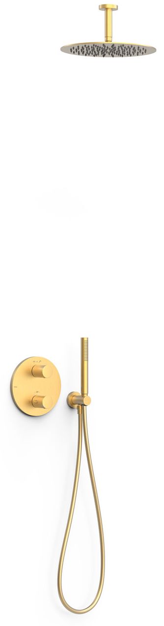 Tres Therm-Box zuhany készlet beépített termosztáttal trópusi zuhany opcióval arany 26225003OM