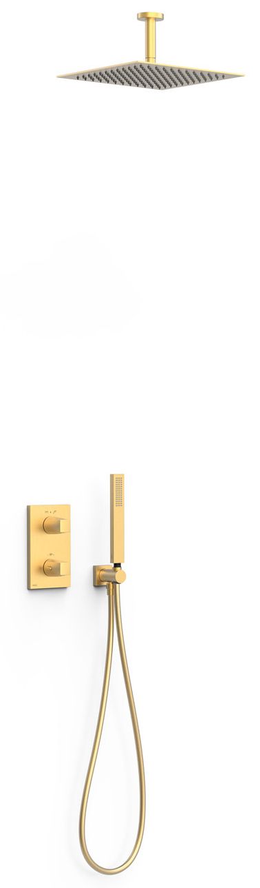 Tres Therm-Box zuhany készlet beépített termosztáttal trópusi zuhany opcióval arany 21125003OM