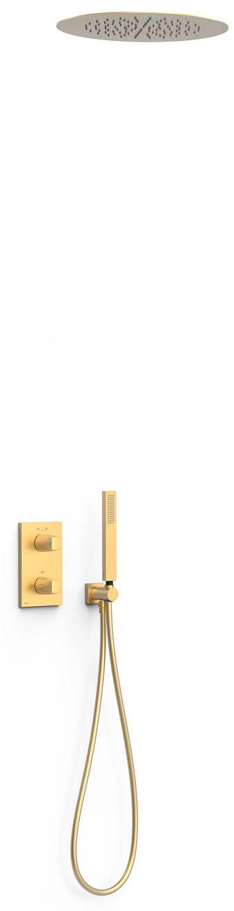 Tres Therm-Box zuhany készlet beépített termosztáttal trópusi zuhany opcióval arany 21125006OM