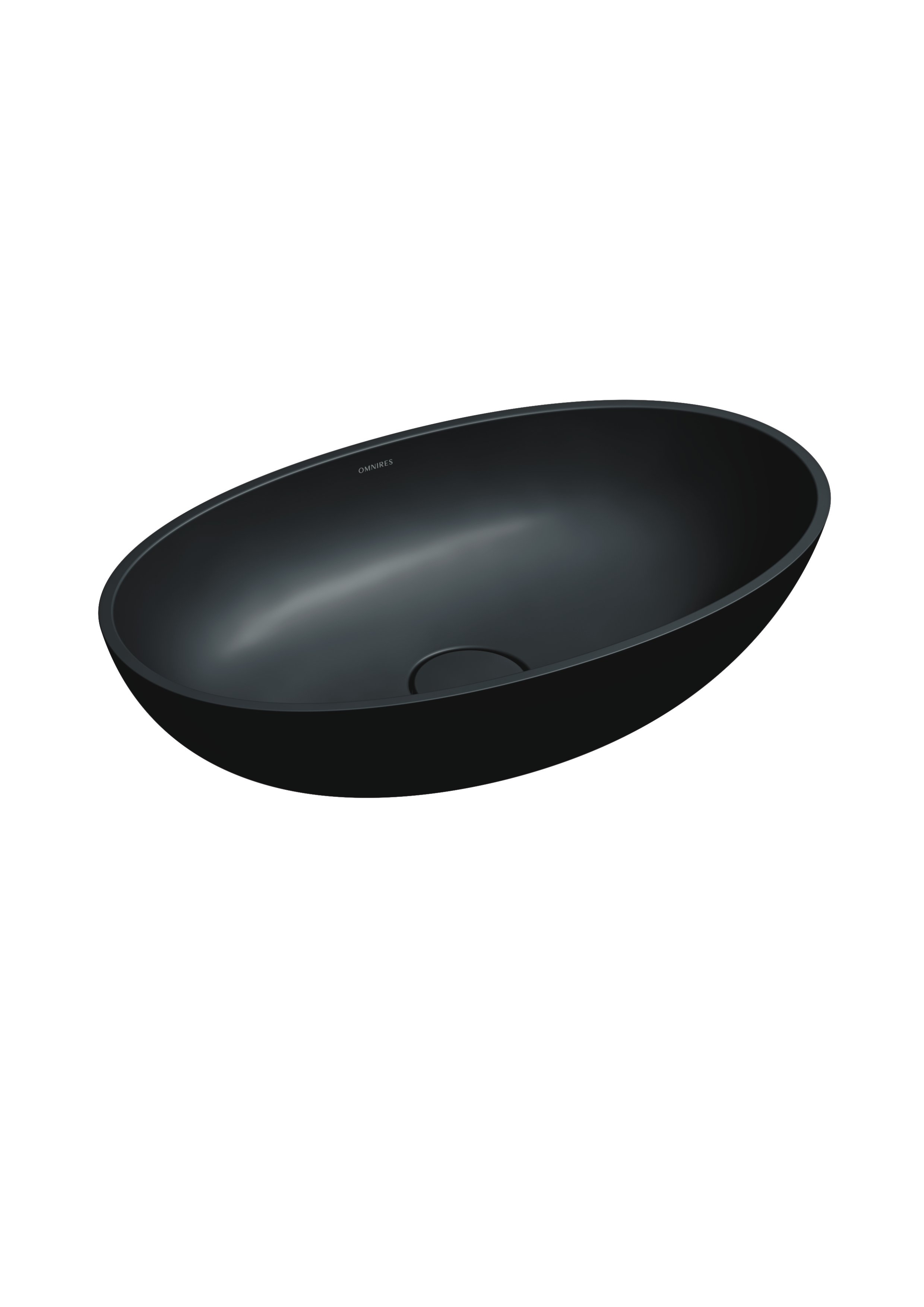 Omnires Shell M+ mosdótál 60x35 cm ovális mosdótálak fekete SHELLUNBLV