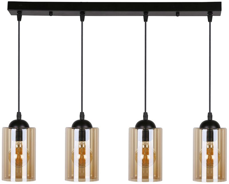 Candellux Bistro függőlámpa 4x40 W fekete-borostyán 34-00552