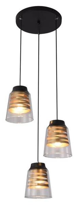 Candellux Fresno függőlámpa 3x60 W fekete-átlátszó-arany 33-78988