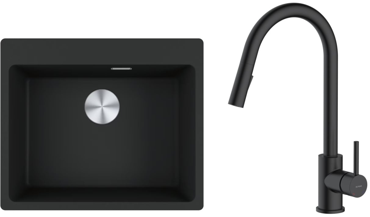 Készlet gránit mosogató Franke Maris 114.0661.794, konyhai csaptelep Oltens Litla 35204300