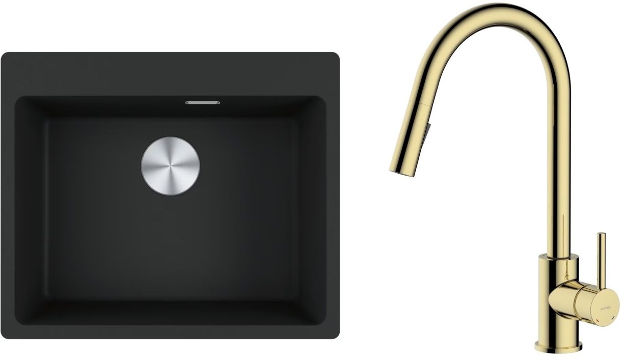 Készlet gránit mosogató Franke Maris 114.0661.794, konyhai csaptelep Oltens Litla 35204800