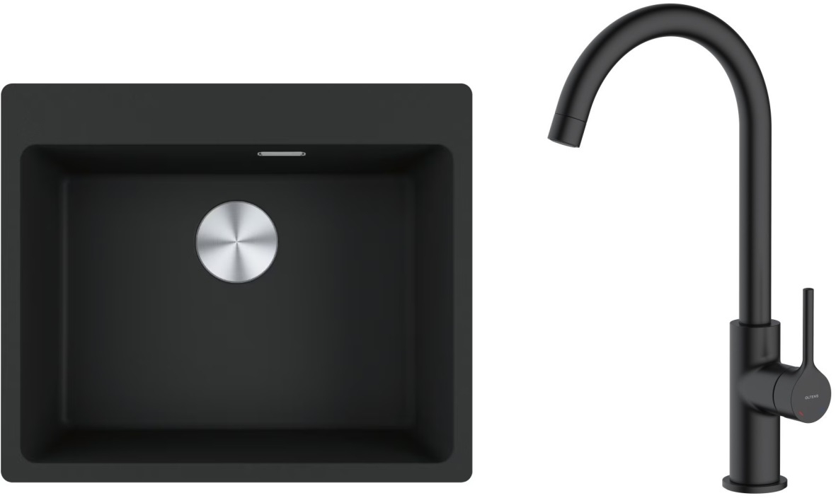 Készlet gránit mosogató Franke Maris 114.0661.794, konyhai csaptelep Oltens Skafta 35206300