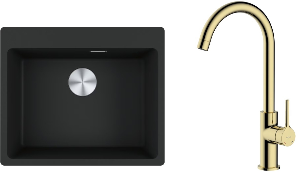 Készlet gránit mosogató Franke Maris 114.0661.794, konyhai csaptelep Oltens Skafta 35206800