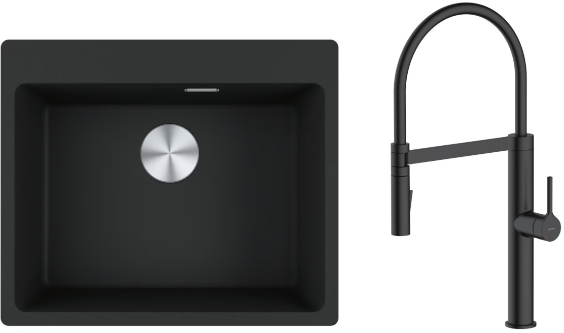 Készlet gránit mosogató Franke Maris 114.0661.794, konyhai csaptelep Oltens Borga 35207300