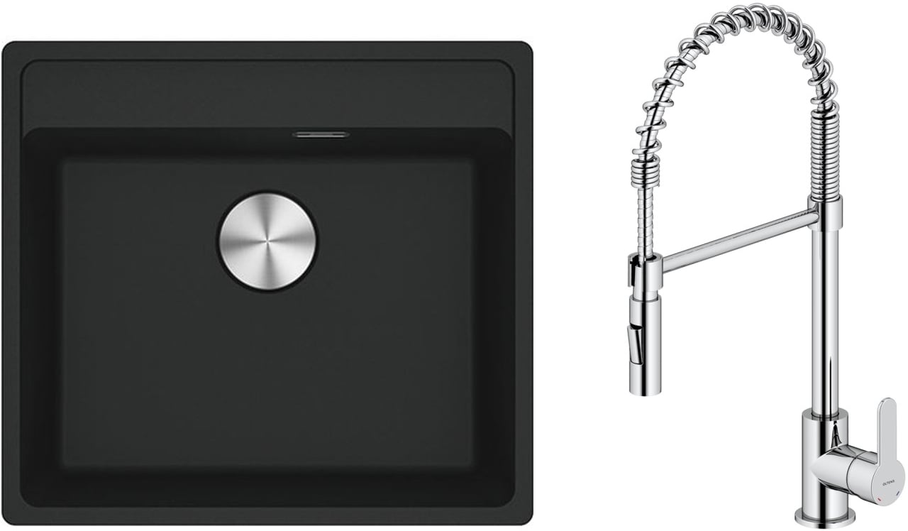 Készlet gránit mosogató Franke Maris 114.0661.761, konyhai csaptelep Oltens Duf 35203100