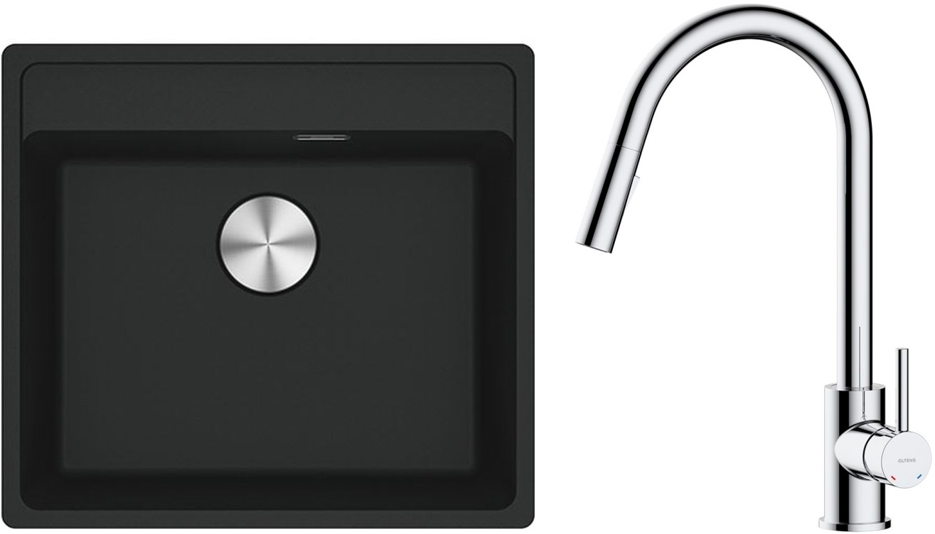Készlet gránit mosogató Franke Maris 114.0661.761, konyhai csaptelep Oltens Litla 35204100