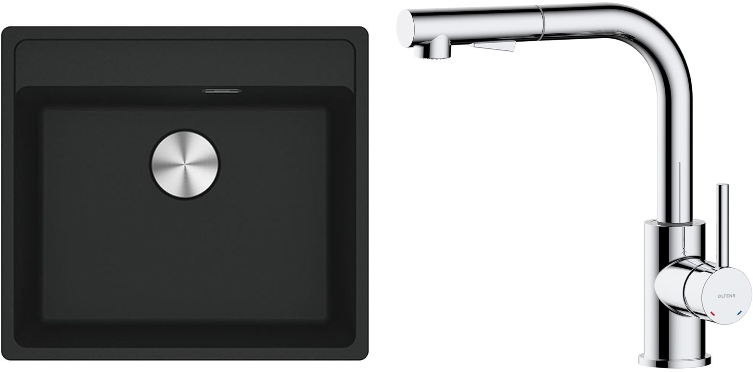 Készlet gránit mosogató Franke Maris 114.0661.761, konyhai csaptelep Oltens Myvat 35205100