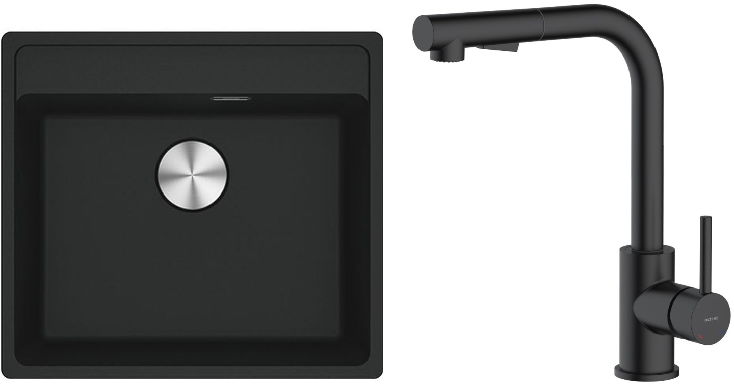 Készlet gránit mosogató Franke Maris 114.0661.761, konyhai csaptelep Oltens Myvat 35205300