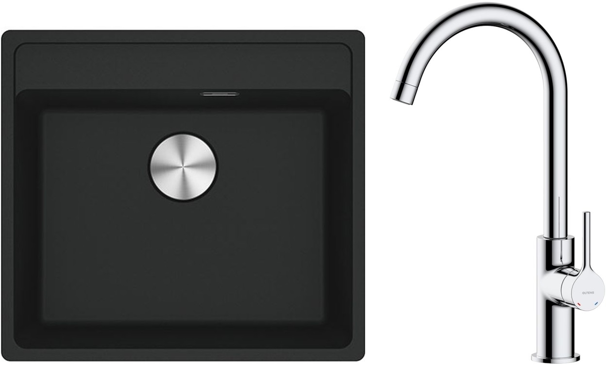 Készlet gránit mosogató Franke Maris 114.0661.761, konyhai csaptelep Oltens Skafta 35206100
