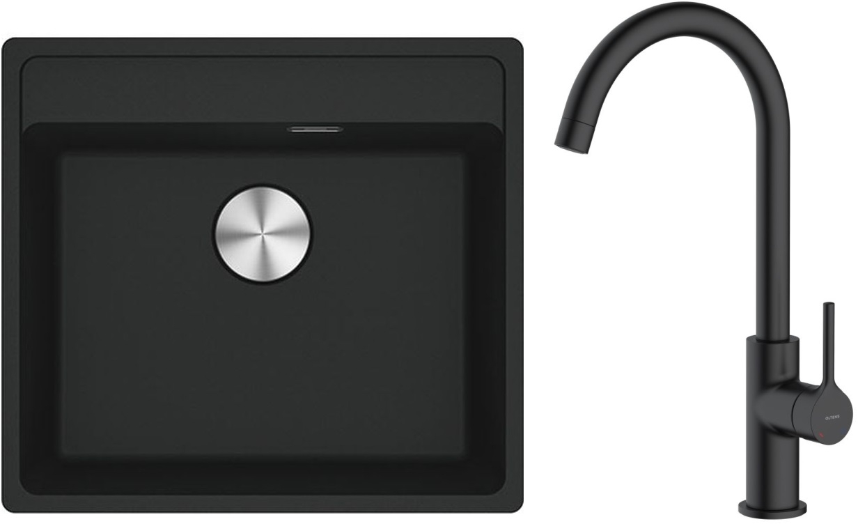Készlet gránit mosogató Franke Maris 114.0661.761, konyhai csaptelep Oltens Skafta 35206300