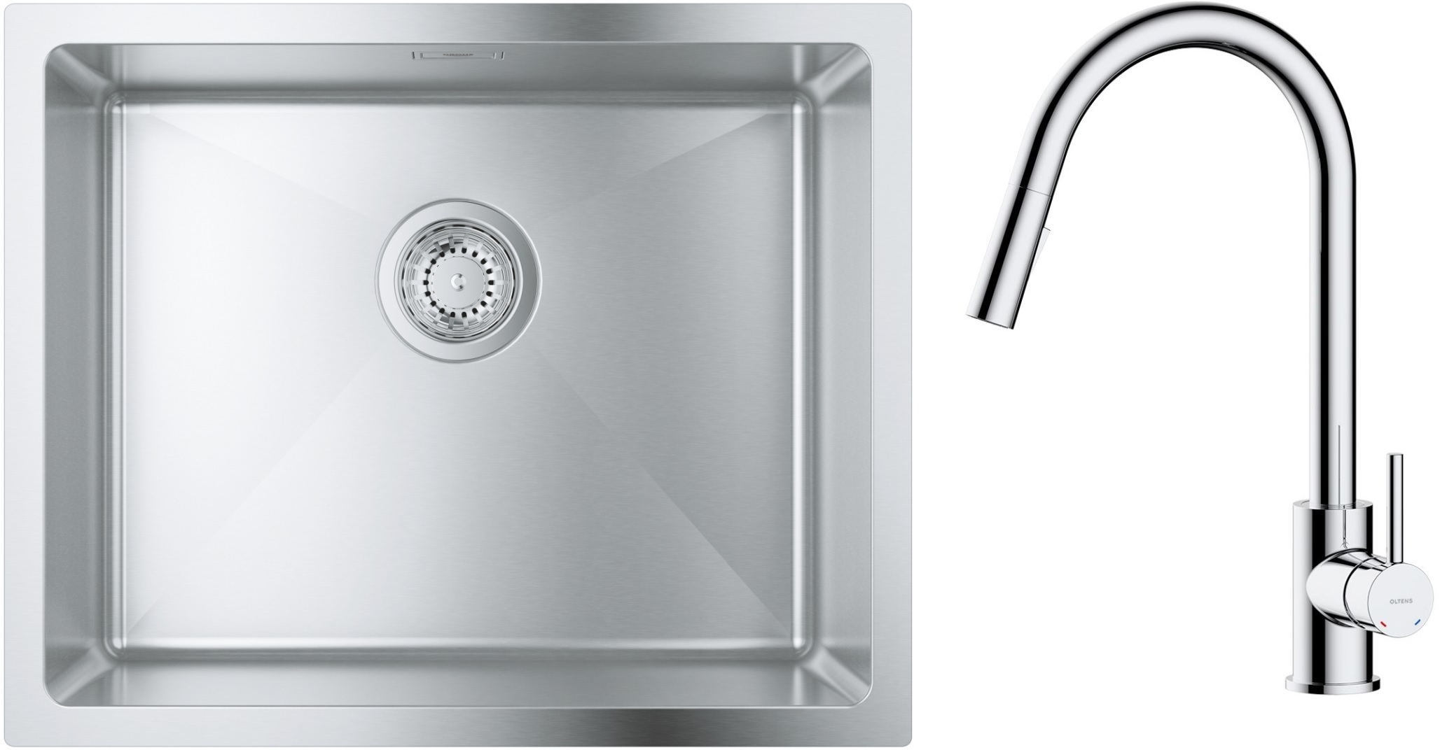 Készlet acél mosogató Grohe K700 31574SD1, konyhai csaptelep Oltens Litla 35204100