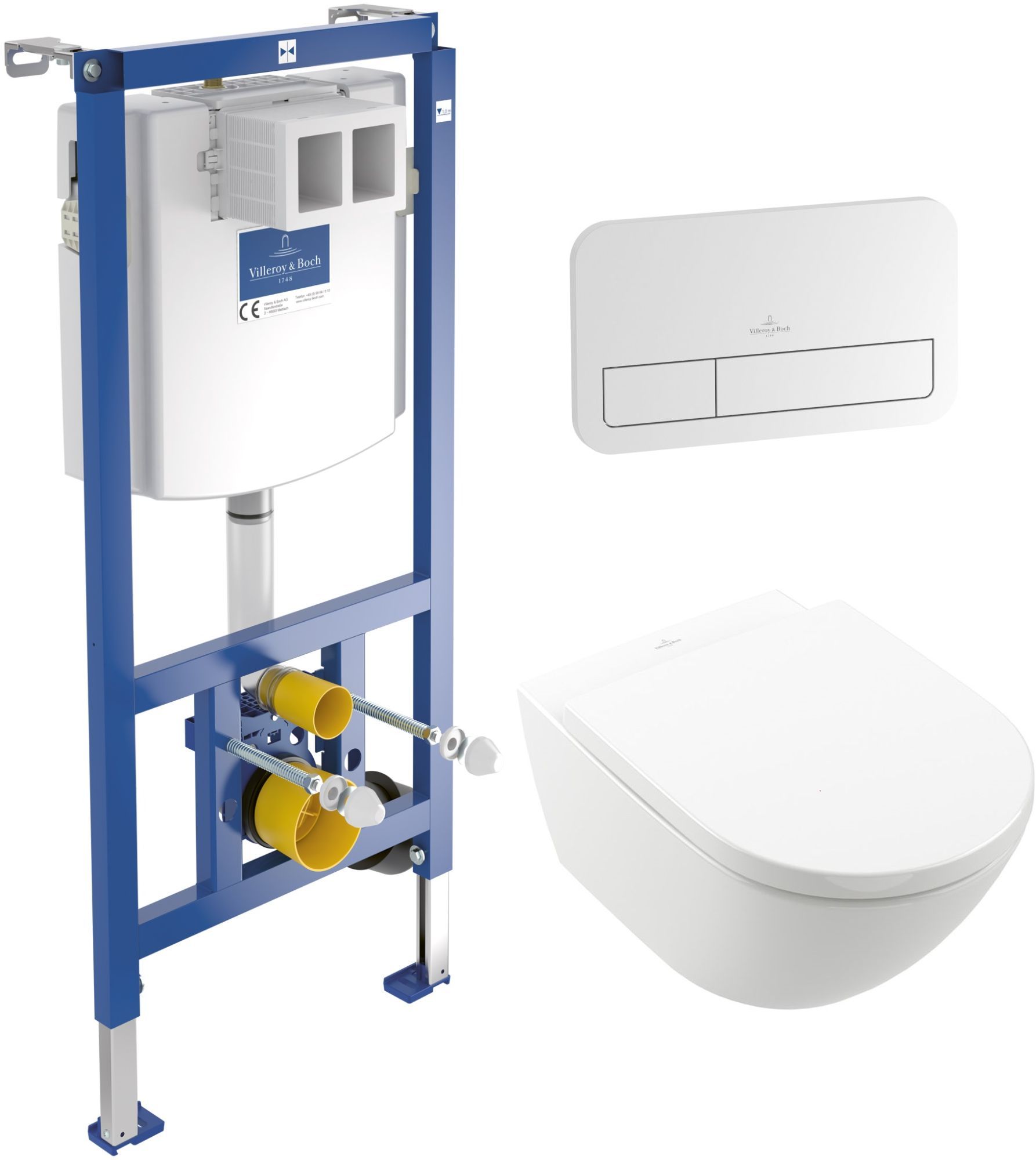 Készlet Wc csésze + WC ülőke szett Villeroy & Boch Subway 3.0 4670TS01, beépíthető keret Villeroy & Boch ViConnect 92246100, 92249061