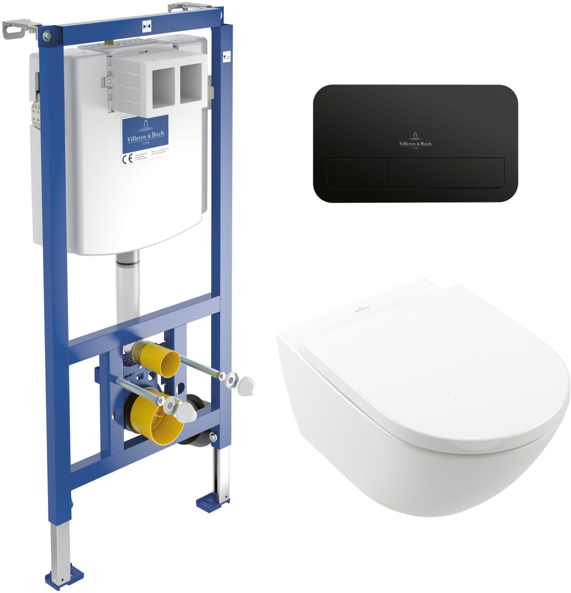 Készlet Wc csésze + WC ülőke szett Villeroy & Boch Subway 3.0 4670TS01, beépíthető keret Villeroy & Boch ViConnect 92246100, 922490AN