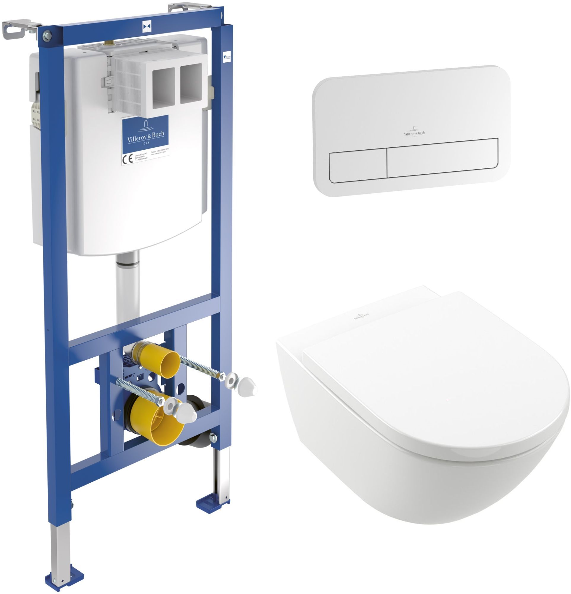 Készlet Wc csésze + WC ülőke szett Villeroy & Boch Subway 3.0 4670TSR1, beépíthető keret Villeroy & Boch ViConnect 92246100, 92249068