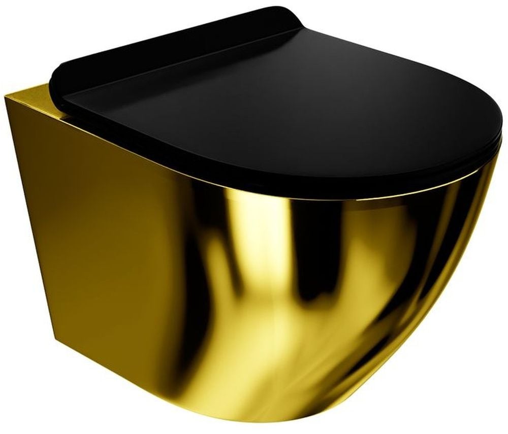 LaVita Sofi Slim Gold/Black wc csésze lassú záródású ülőkével függesztett igen fekete-arany fényes 5900378319146