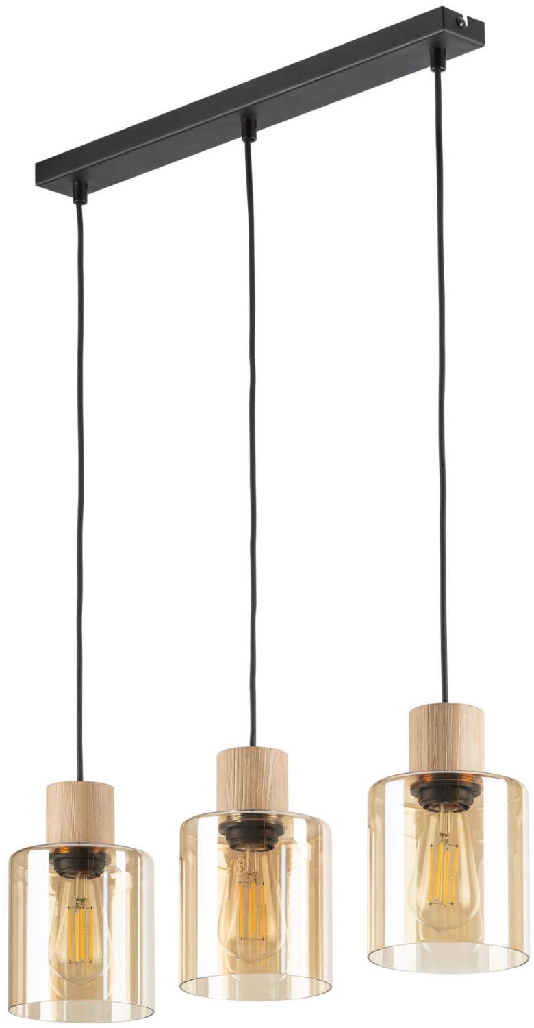 TK Lighting Orson függőlámpa 3x15 W fekete-fa-borostyán 4568