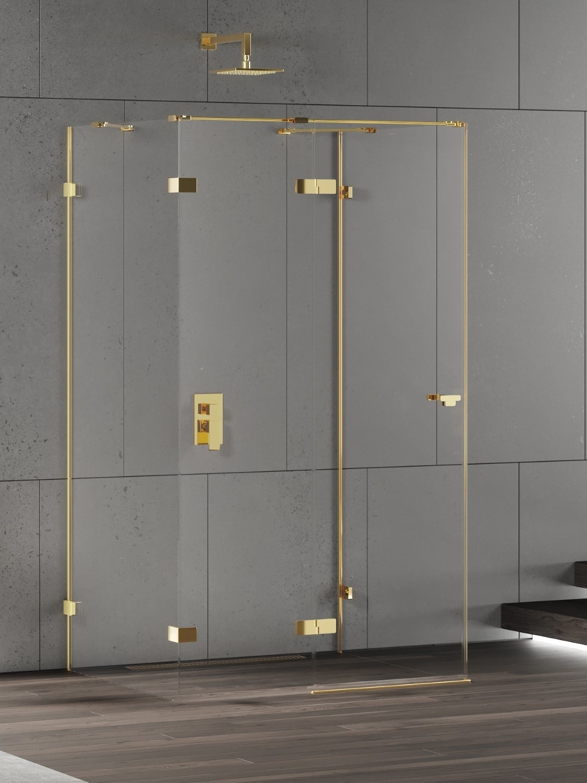 New Trendy Eventa Gold Shine zuhanykabin 90x90 cm négyzet arany fényes/átlátszó üveg EXK-4801