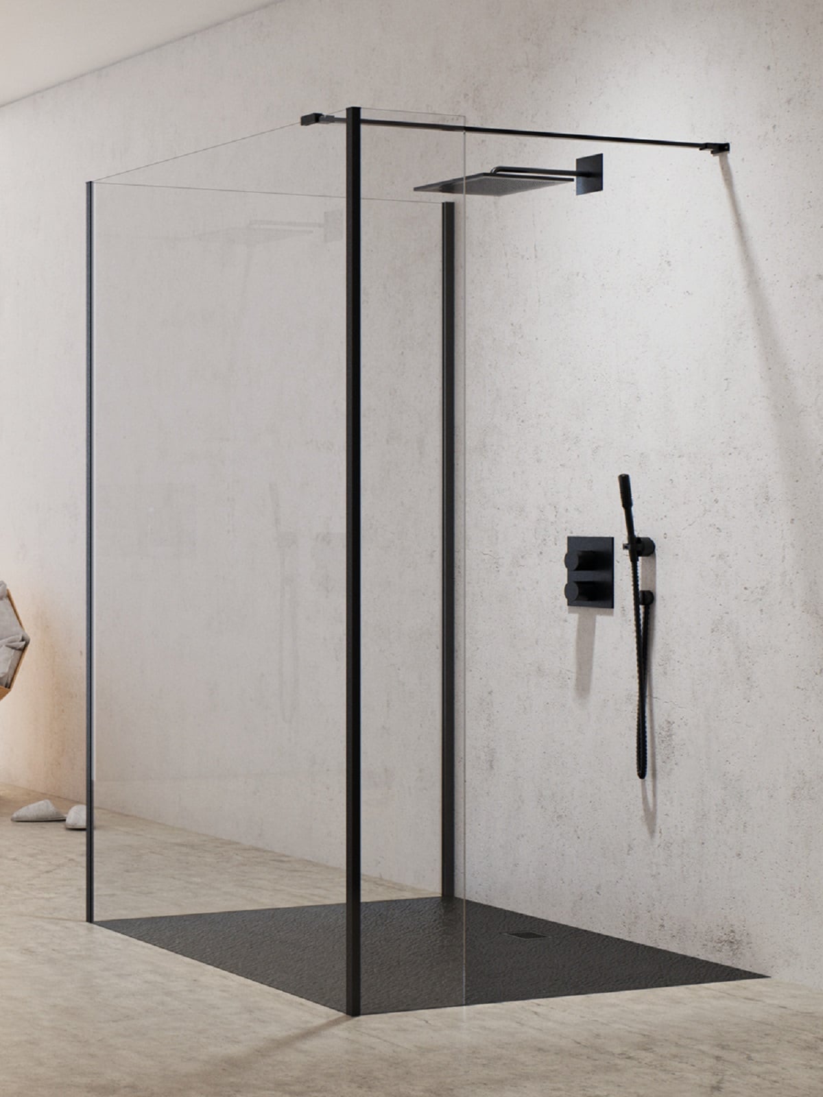 New Trendy New Modus Black zuhanykabin fal walk-in 120 cm fekete matt/átlátszó üveg EXK-5600