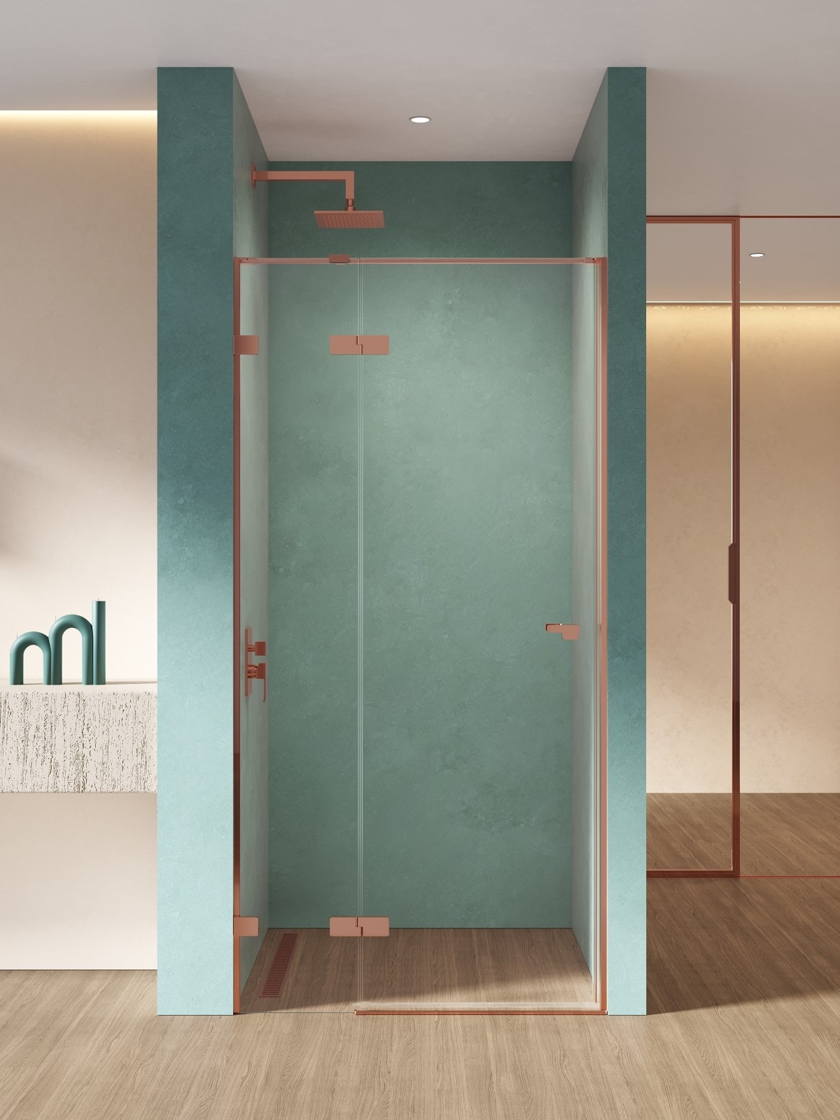 New Trendy Eventa Copper Shine zuhanyajtók 110 cm dönthető réz fényes/átlátszó üveg EXK-6358