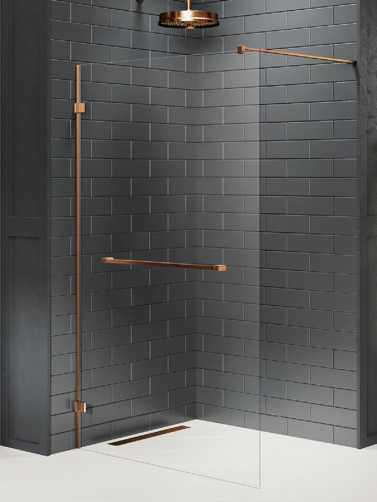 New Trendy Avexa Copper Brushed zuhanyfal 140 cm réz csiszolt/átlátszó üveg EXK-7173