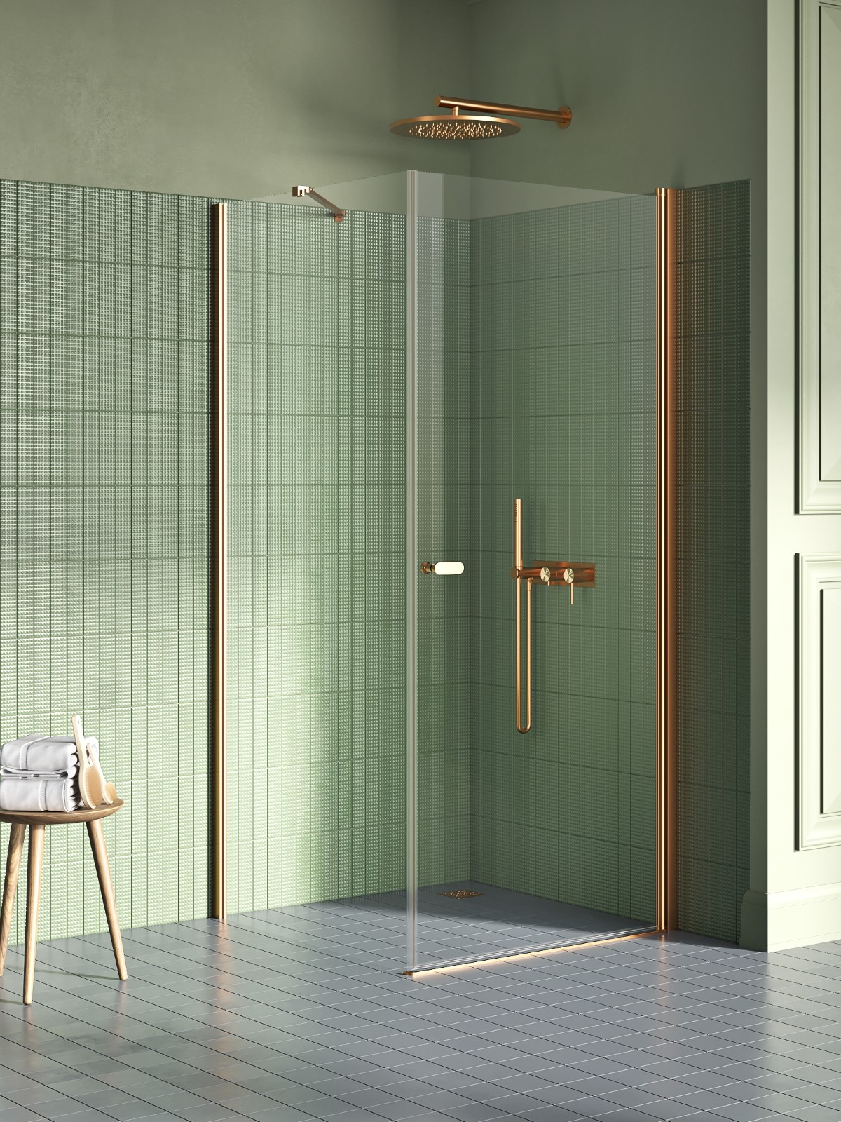 New Trendy New Soleo Copper Brushed zuhanykabin 120x90 cm négyszögletes réz csiszolt/átlátszó üveg K-1976