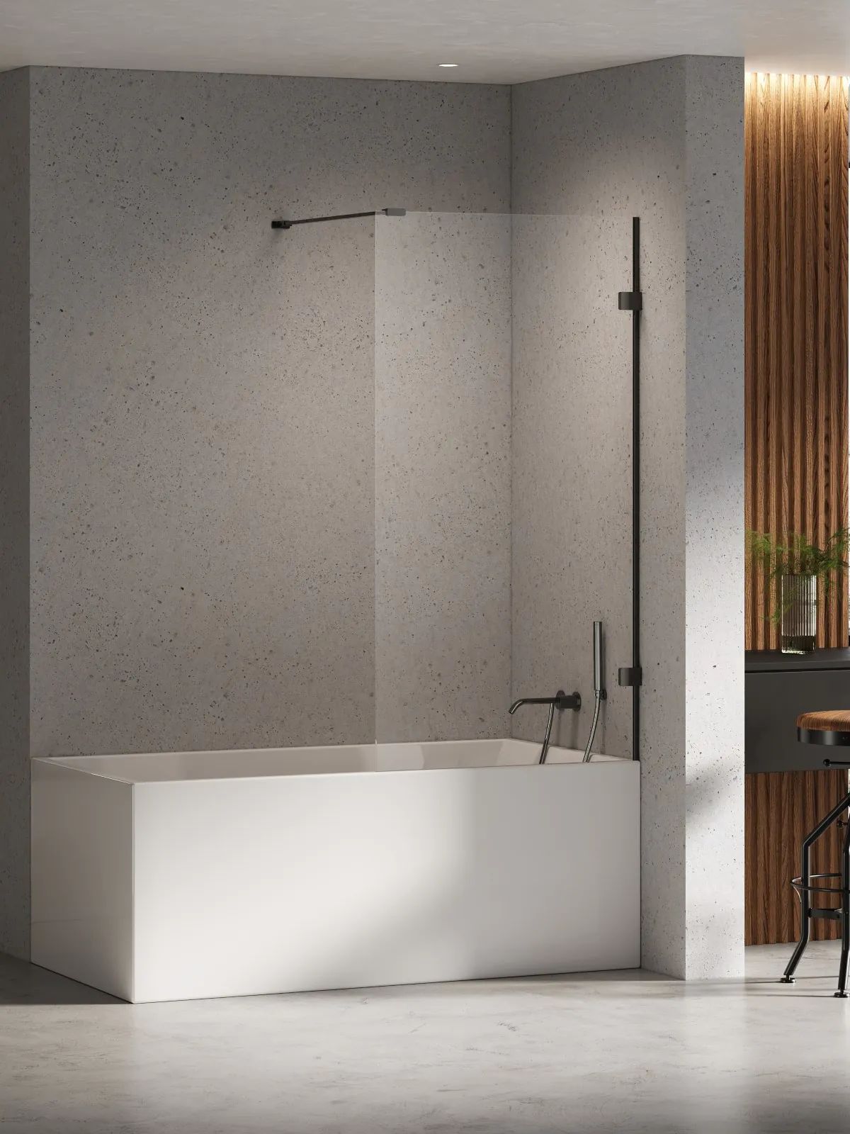 New Trendy Eventa Black Chrome zuhanyparaván 80 cm egyrészes fekete fényes/átlátszó üveg EXK-5690