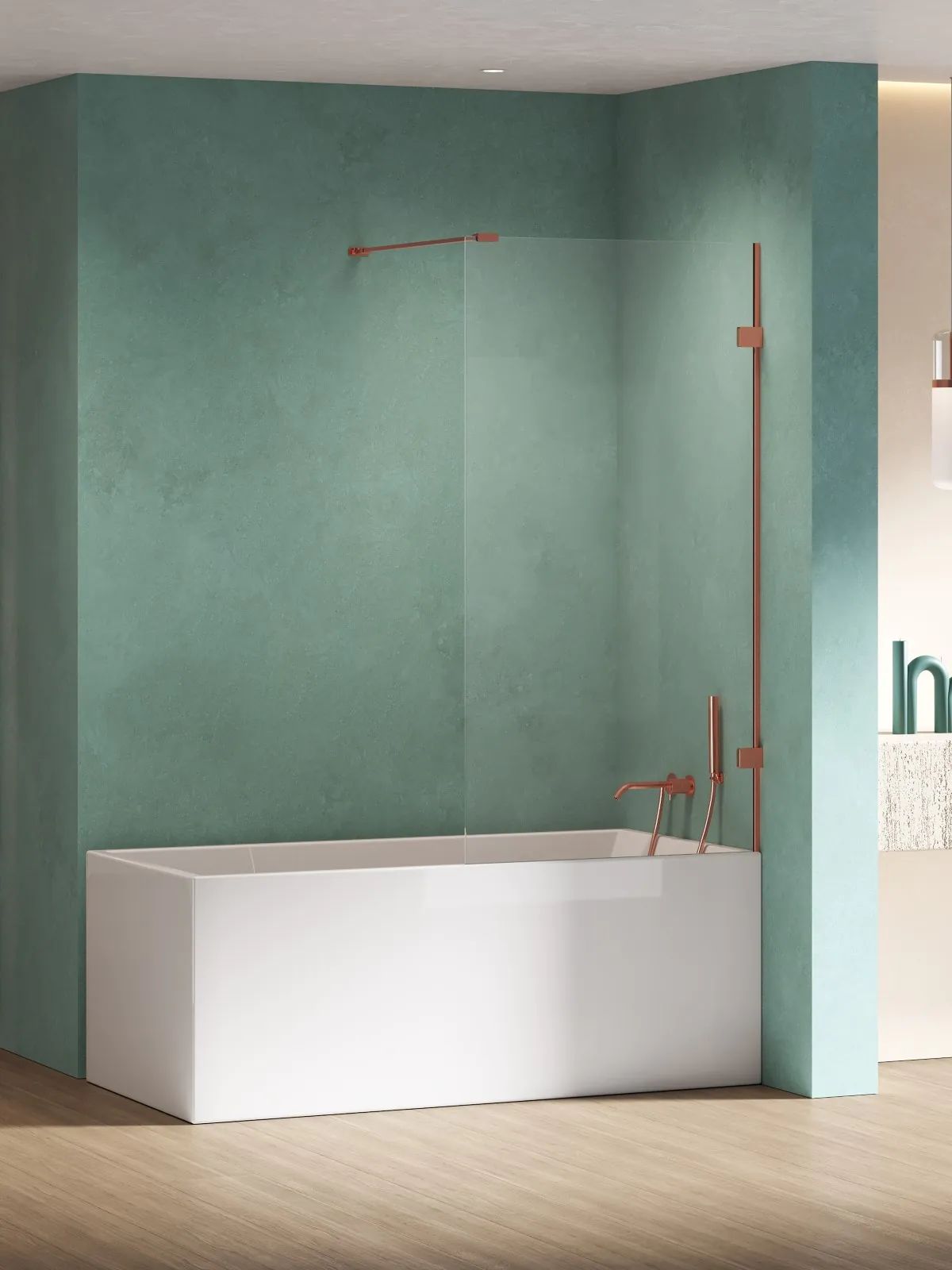 New Trendy Eventa Copper Shine zuhanyparaván 80 cm egyrészes réz fényes/átlátszó üveg EXK-5696-WP
