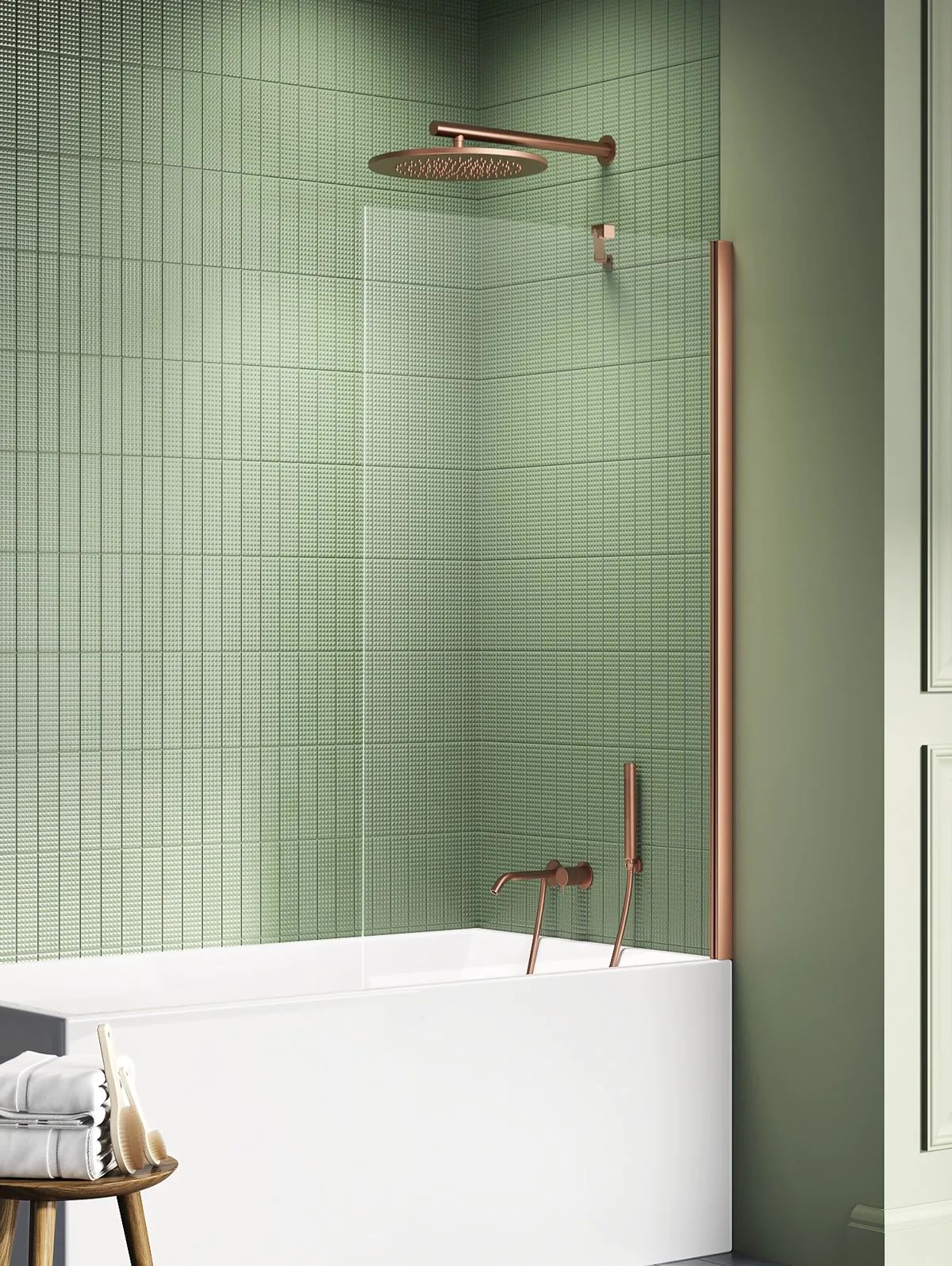 New Trendy New Soleo Copper Brushed zuhanyparaván 80 cm egyrészes réz csiszolt/átlátszó üveg P-0135