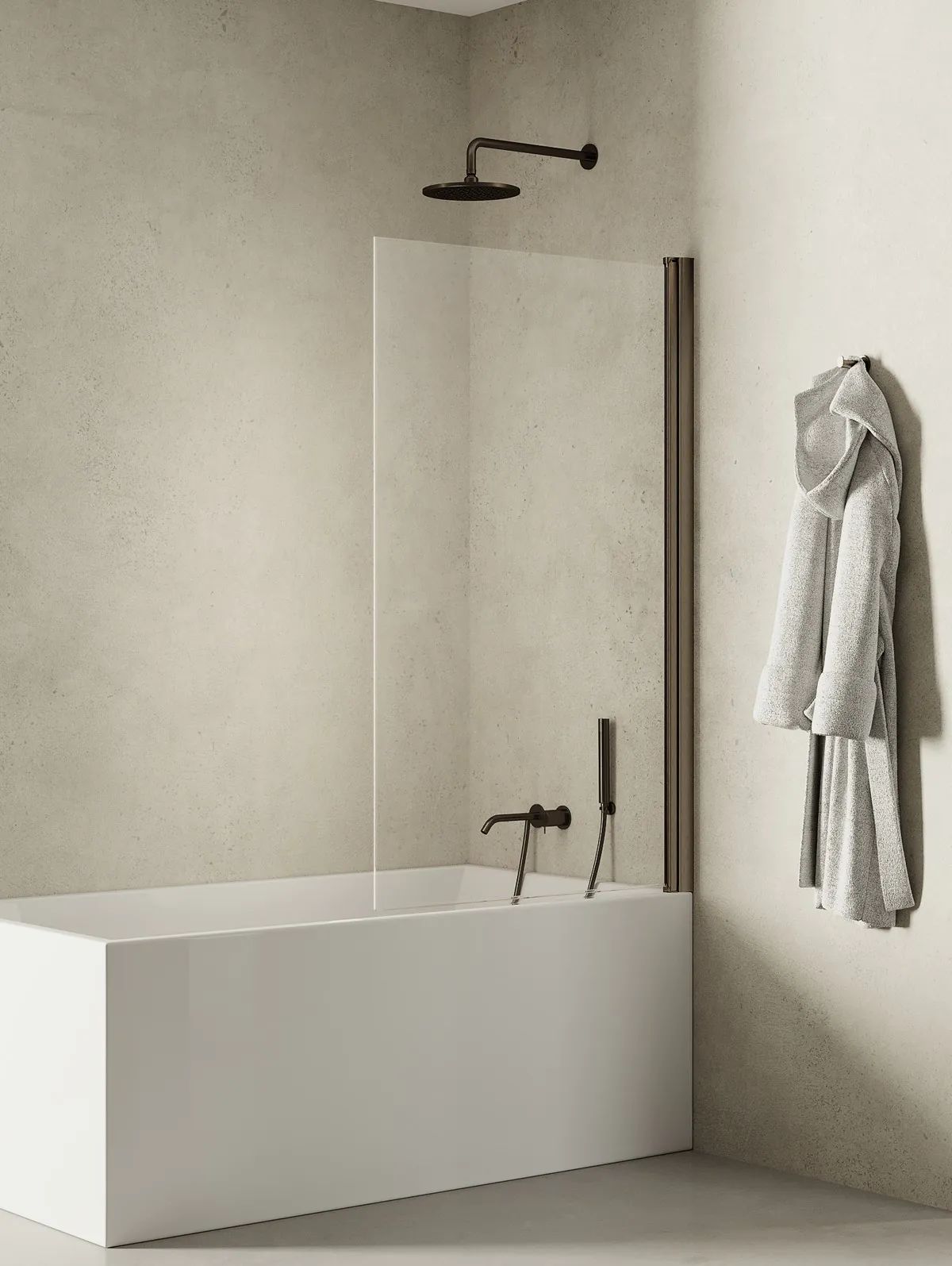 New Trendy New Soleo Gunmetal Brushed zuhanyparaván 90 cm egyrészes csiszolt/átlátszó üveg P-0140