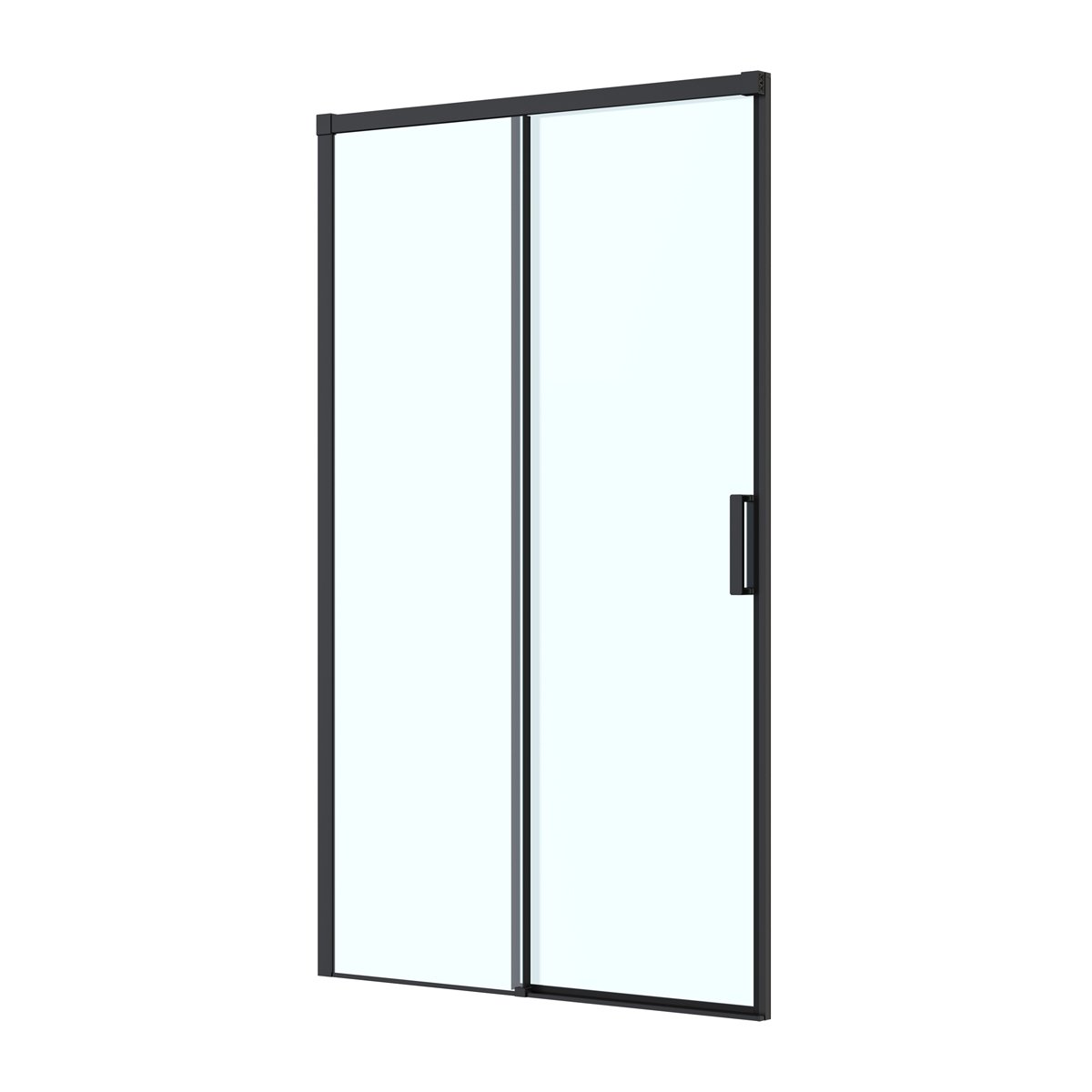 Oltens Breda zuhanyajtók 120 cm tolható fekete matt/átlátszó üveg 21212300