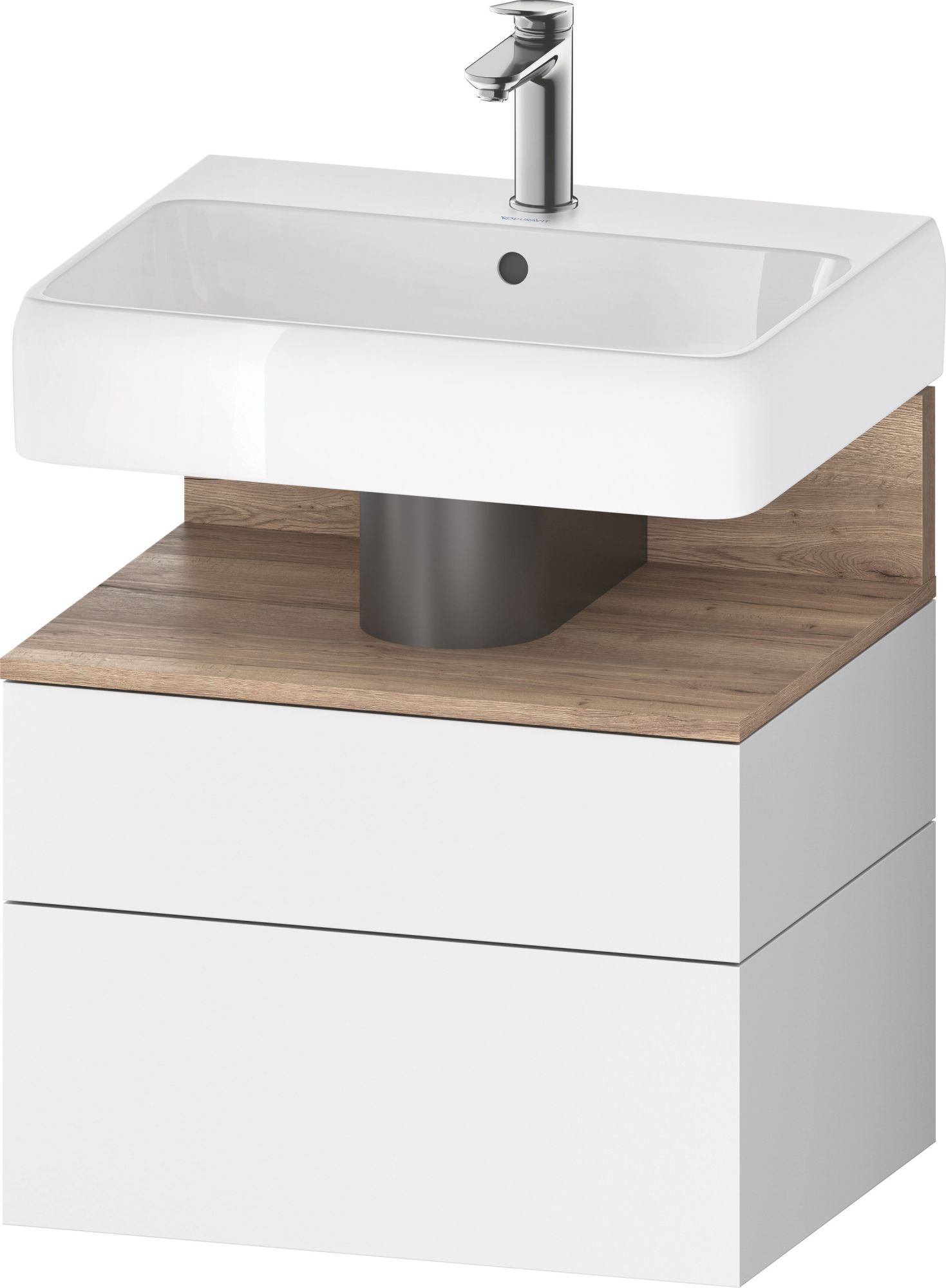 Duravit Qatego szekrény 59x47x59 cm mosdókagyló alá akasztható fehér-tölgy QA4393055180010