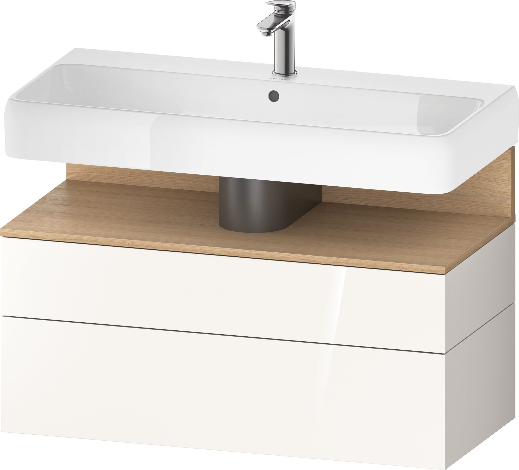 Duravit Qatego szekrény 99x47x59 cm mosdókagyló alá akasztható fehér-tölgy QA4395030220010