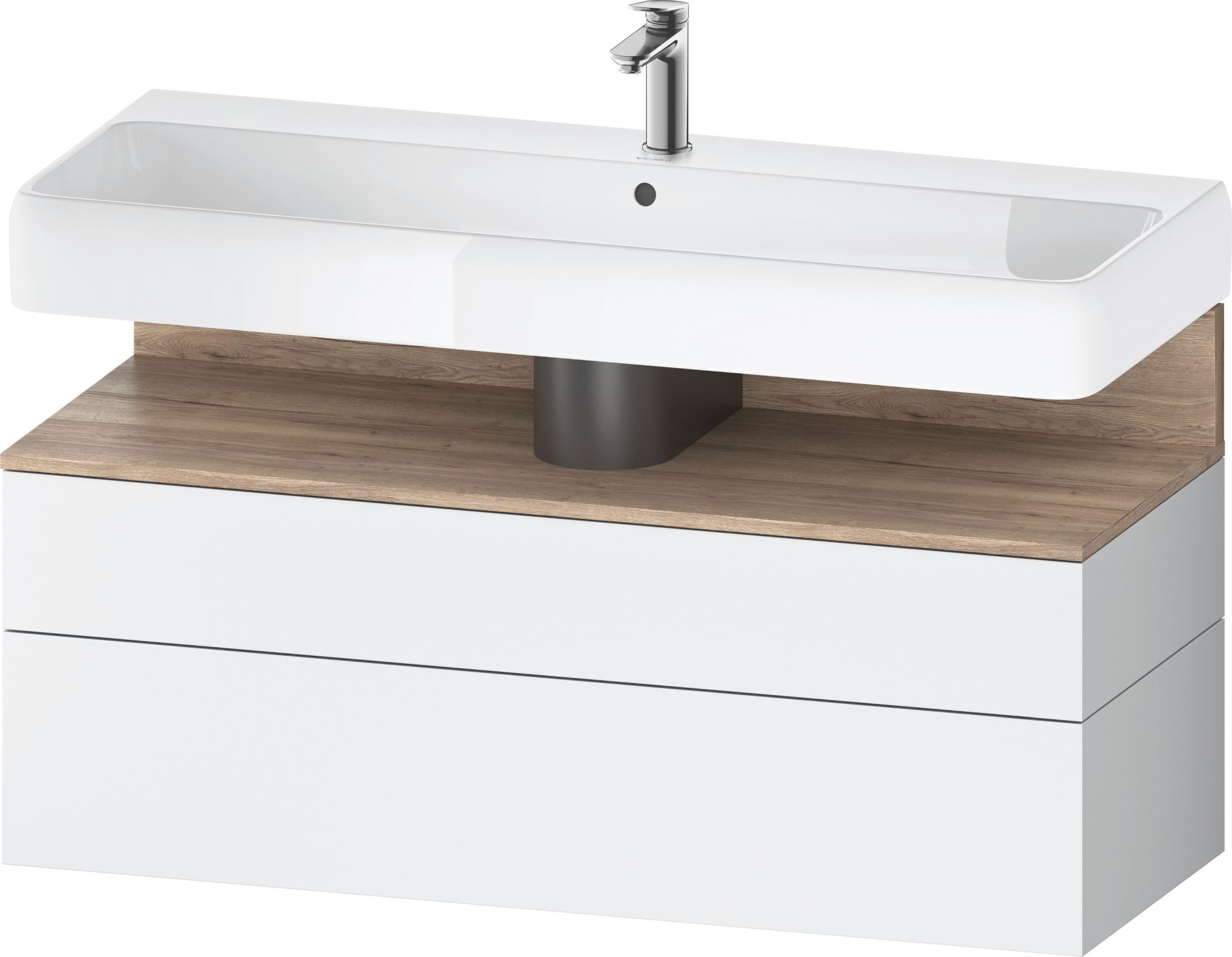 Duravit Qatego szekrény 119x47x59 cm mosdókagyló alá akasztható fehér-tölgy QA4396055180010