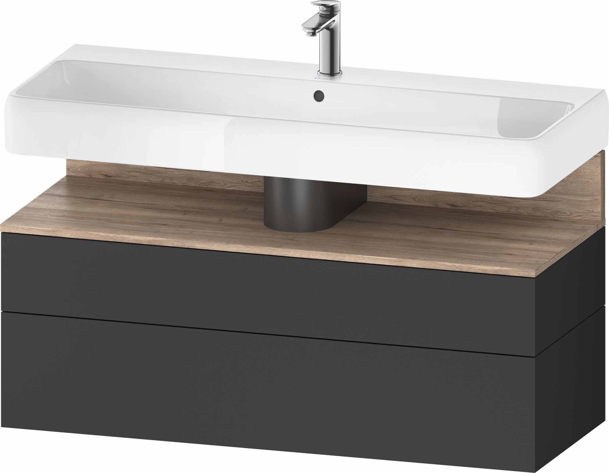 Duravit Qatego szekrény 119x47x59 cm mosdókagyló alá akasztható grafit-tölgy QA4396055490010