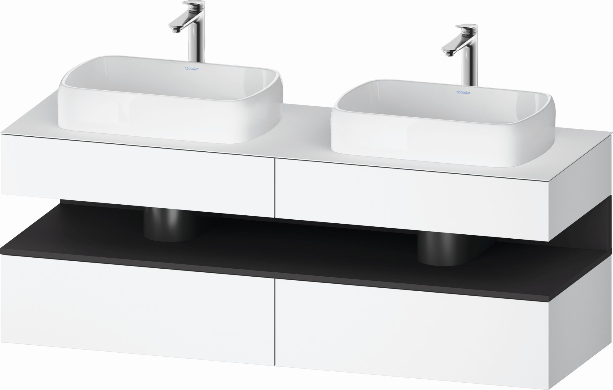 Duravit Qatego szekrény 160x55x60 cm mosdókagyló alá akasztható fehér-grafit QA4779049180010