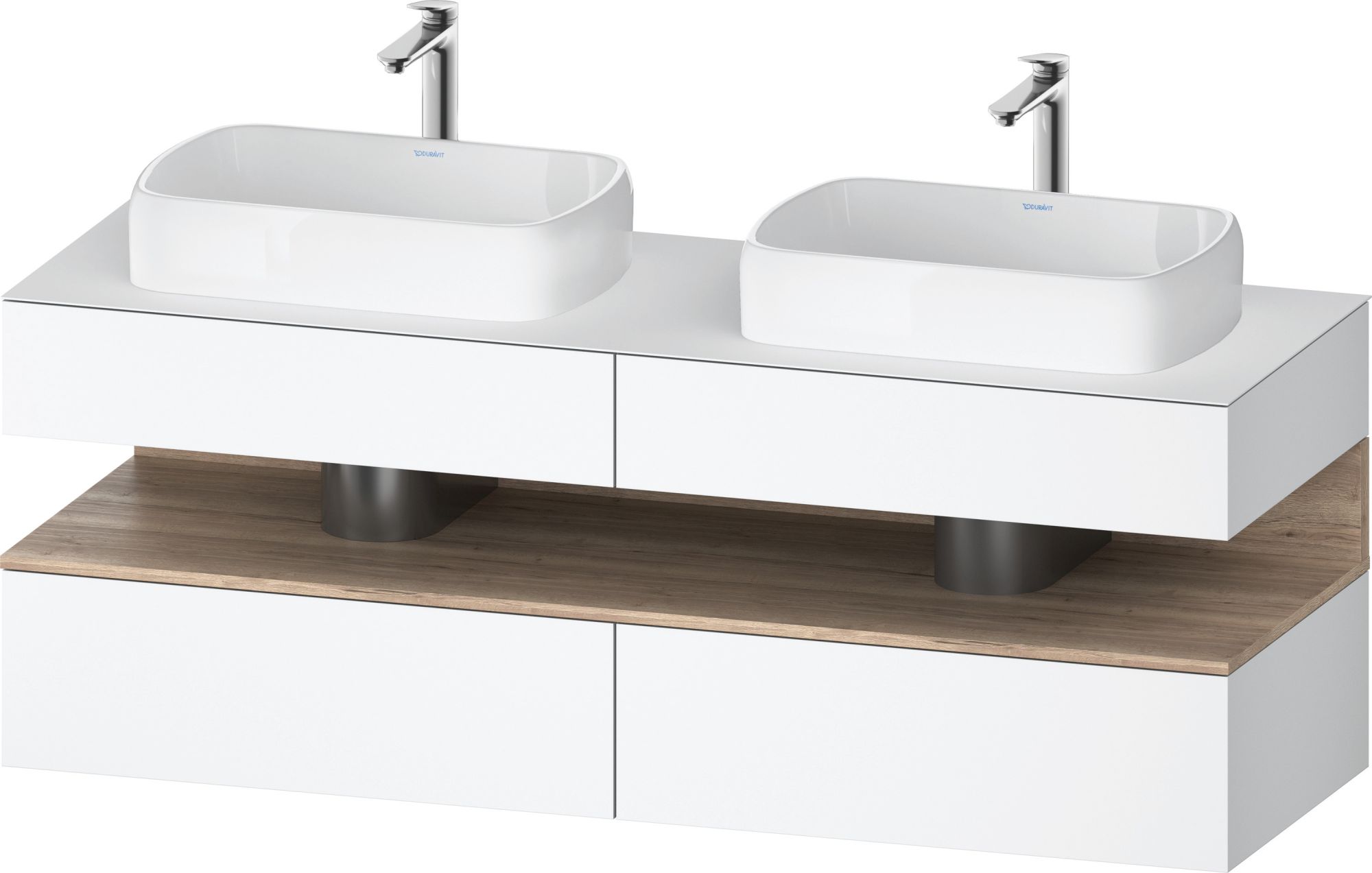 Duravit Qatego szekrény 160x55x60 cm mosdókagyló alá akasztható fehér-tölgy QA4779055180010