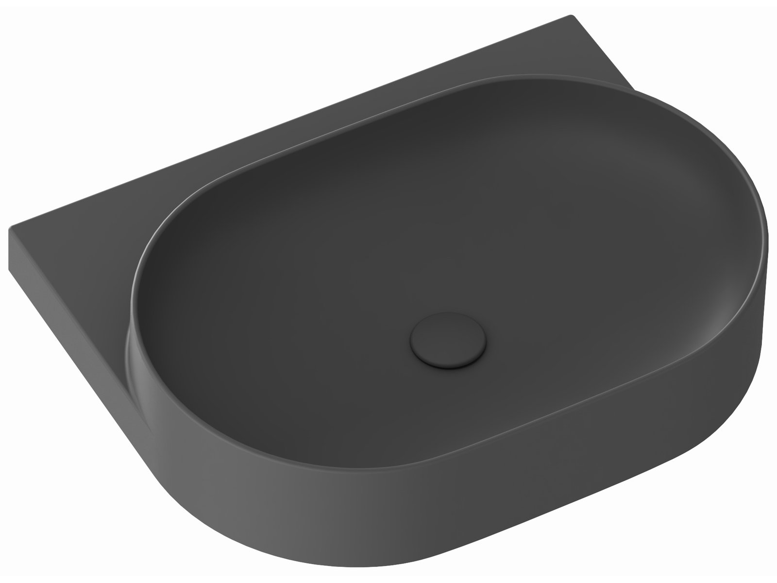 Ravak Yard mosdótál 60.5x50 cm félkör alakú klasszikus antracit XJX03060000